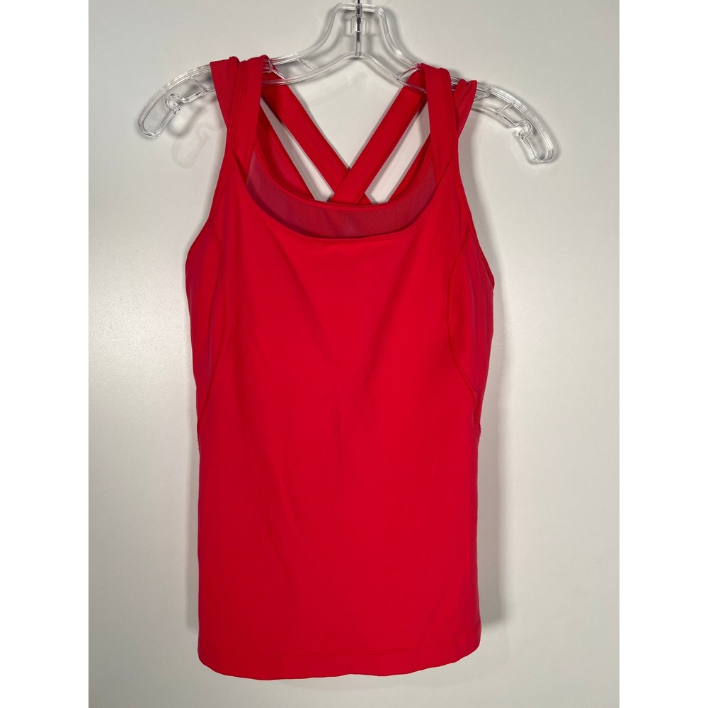 Lululemon Free To Be Wild Tank Top Red Solid Strappy Back Activewear Yoga 10